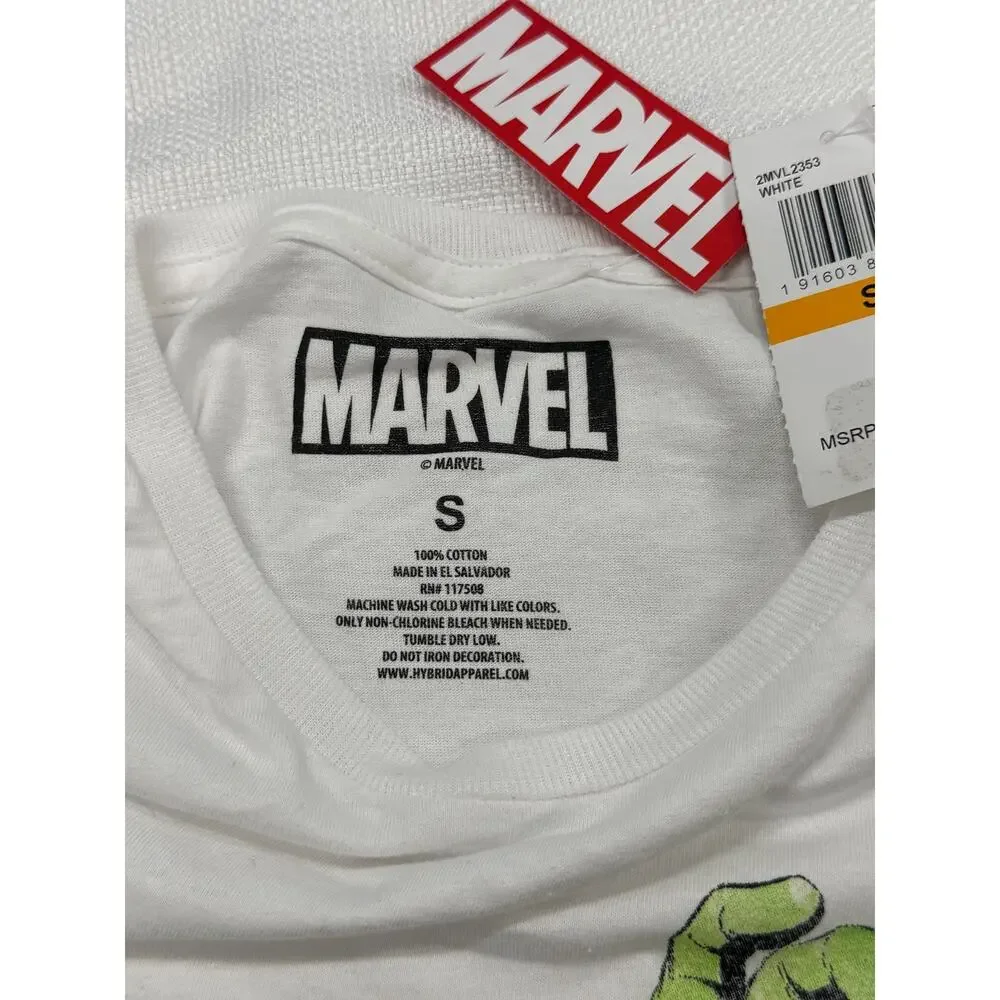 Marvel Avengers T Shirt Mens Small White Hulk Thor Iron Man Captain America NWT